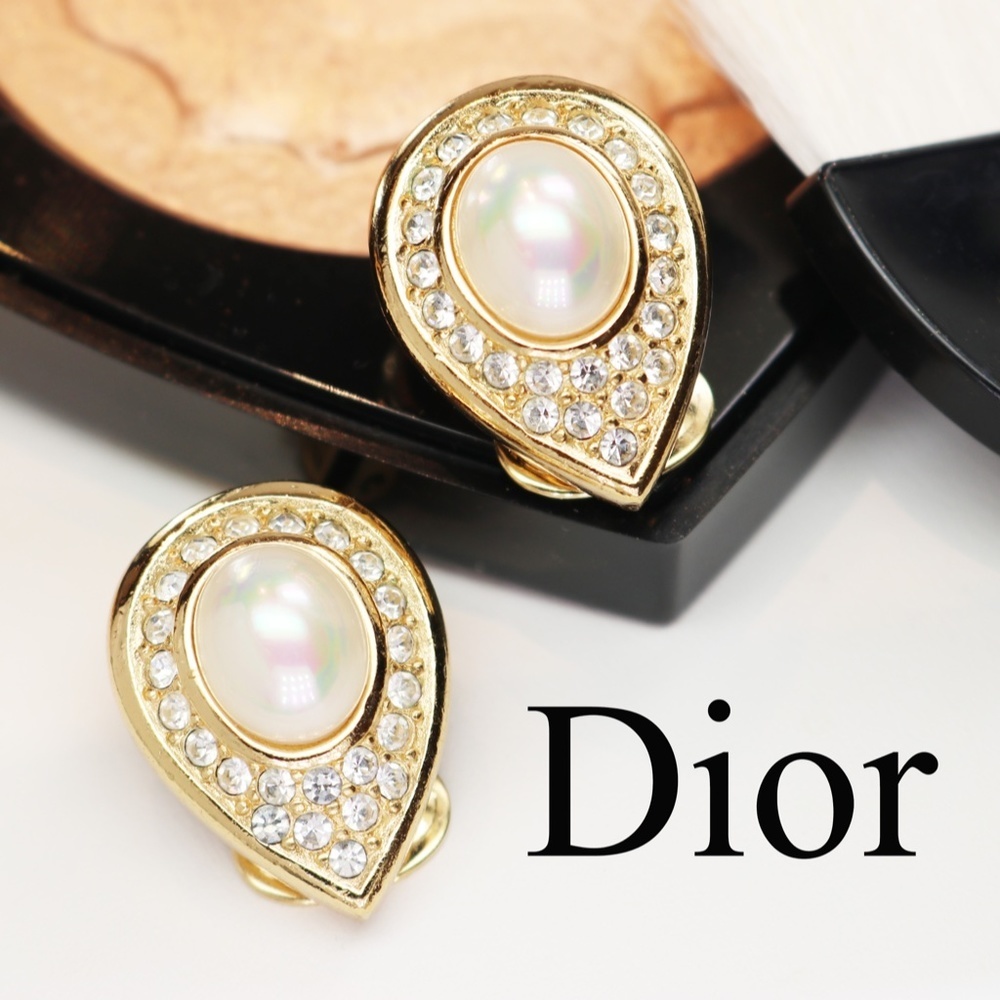 ⚜️ Vintage Christian Dior Crystal & Pearl Earrings - Picture 16 of 16